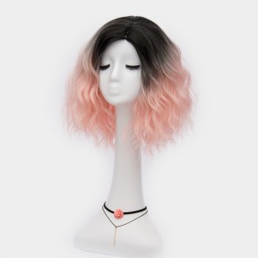 Косплей парик черно-розовый 35см